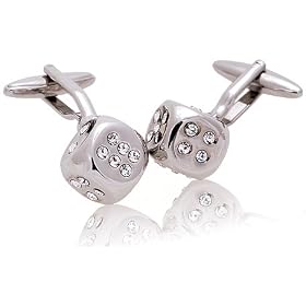 Stainless Steel Dice Rhinestone Cufflinks Cuff Links