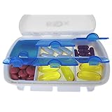 Pill Box Pill Holder Large Pill Container Travel Pill Cases for Purse Vitamin Holder Pill Box Organizer Medicine Case Has Real Hinge and Compartments and Locking Clasp so Pills Won't Fall Out in Your Purse MIGHTY BOX