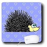 Janna Salak Designs Small Pets - Cute Hedgehog and Hearts Design Blue - Mouse Pads