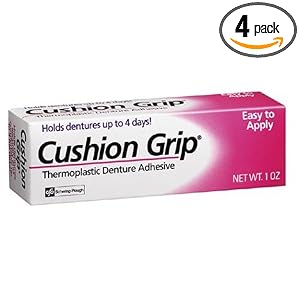 Cushion Grip Thermoplastic Denture Adhesive, 1-Ounce Tubes (Pack of 4) by Cushion Grip