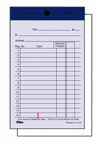 TOPS Sales Order Book, 2-Part, Carbon, 3 3/8  x  5 1/2 Inches,