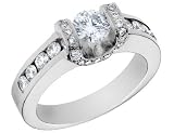 Diamond Engagement Ring: 18K White Gold 1.07 Carat (ctw) Brilliant Cut (Certified)