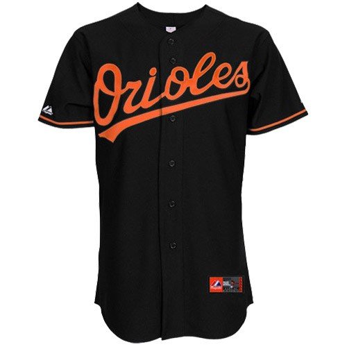 MLB Men's Baltimore Orioles Black Alternate Short Sleeve 6 Button Synthetic Replica Baseball Jersey Spring 2012  (Black, X-Large)