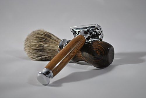 Shaving Set - Desert Ironwood Badger Hair Brush, Safety Razor & Stand