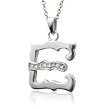 Men's Sterling Silver Alphabet Initial Letter E Diamond Pendant Necklace (HI, I, 0.06 carat)