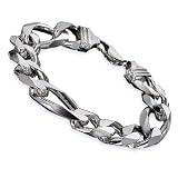Sterling Silver Figaro Palladium Link Bracelet - 8
