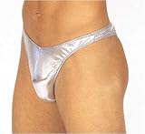 Men's Lame Thong Sizes Small Medium Large or X-Large in Silver