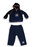 Beyond Basics Kids - Newborn Baby Boys 2-Piece Fleece Pant Set, Orange, Navy