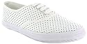 Platino "Mussy" Ladies Spotty Lace Up Canvas Shoes - White/Black