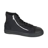 Canvas High Top 2 Zipper Steel Toe Sneaker Black Canvas