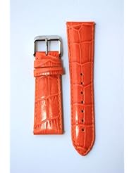 20mm Orange Italian Leather Alligator Grain QR Pins for Michele Style