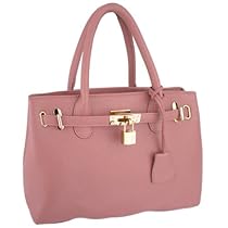 Hot Sale MG Collection HESSA Pink Décor Lock Office Tote Handbag