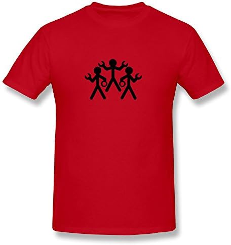 SUYU Men's Mechman Cotton Round Collar T Shirt,S,Red