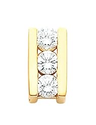 14K Yellow Gold Diamond Three-Stone Pendant - 0.75 Ct. -- LIFETIME WARRANTY
