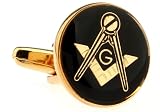 Gold and Black Mason Masonic Symbol Cufflinks Cuff Links