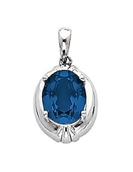 18K Yellow Gold Oval Cut Chatham Created Sapphire Pendant -- LIFETIME WARRANTY
