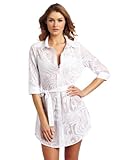 Calvin Klein Women's Burnout Coverup Shirt, White, Large