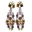 White Metal Ruthenium Earrings with Multicolor CZ