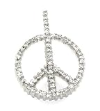 Beautiful 24k White Gold Layered GL Cubic Zirconia Peace Charm Pendant - Lifetime Warranty! Comes Gift Boxed