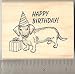 Happy Birthday Dachshund Dog Rubber Stamp - Wood Mounted