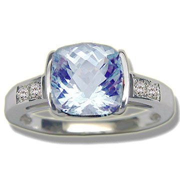 08 Checkerboard Aquamarine Ladies Ring