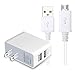 Samsung Galaxy S4 Charger 2.1Amp 2-Port Adapter for Travel Home Wall with 3 feet Micro USB Charging Cable Cord