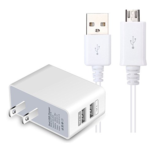 Samsung Galaxy S4 Charger 2.1Amp 2-Port Adapter for Travel Home Wall with 3 feet Micro USB Charging Cable Cord