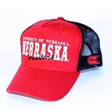 Nebraska Mesh Back Trucker Adjustable Cap in red and black