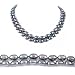 Double Strand 17-18 Inches 7-8mm Black Oval Shape Freshwater Cultured Pearl Necklace