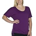Pure Energy Plus Scoop Neck Flutter Sleave Top- Purple