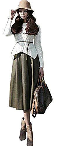 ツーピース スカート セーター ニット 上下セット レトロ ウエストベルト カジュアル キュート エレガンス レディース 秋物 冬物 可愛いスカーフ付き R547