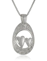 Sterling Silver "Sisters" Diamond-Accented Heart Pendant Necklace (1/10 cttw, I-J Color, I2-I3 Clarity), 18"