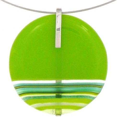 Les Poulettes Jewels - Green - Granny Apple Glass Necklace - Transparent Lace and Silver Clasp