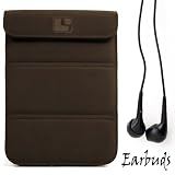 Smart Glove - Brown Premium Durable Leather Cover Sleeve Carrying Case can easily be converted to a stand For Amazon Kindle ( Wi-Fi 6 E Ink Display )+ Crystal Clear Stereo earphones earbuds headphones for 3.5mm Devices