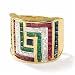 Size 5 14k Gold Ruby Sapphire Emerald Wide Ring With Diamond Rows