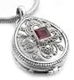 Sterling Silver Garnet Pear Poison Locket Box Pendant