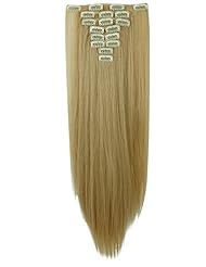 Beauty: S-noilite? 23 Inches Long Straight #18/613 Dark Blonde Mix Bleach Blonde Full Head Clip in Hair Extensions 8 Piece 18 Clips Hairpiece Trendy Design