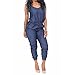 Fashion Sexy Denim Piece Pants Woman V Neck Sleeveless Denim Jumpsuits (Medium)