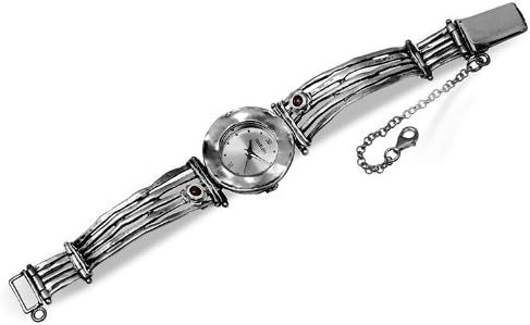 Watch Shablool Female Sterling Silver Round Garnet Red