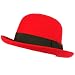 Unisex Winter Classic 100% Wool Derby Bowler Ribbon Band Hat Cap Red S/M