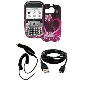 EMPIRE Cricket ZTE Memo Purple Hearts with Flowers Rubberized Design Hard Case Cover + Car Charger... by