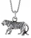 Sterling Silver " Tiger " pendant, 3/4" (19.0 mm) Long.