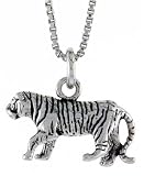 Sterling Silver Oxidized  Tiger  Pendant