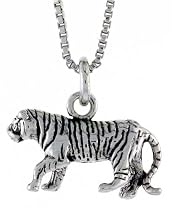 Sterling Silver " Tiger " pendant, 3/4" (19.0 mm) Long.