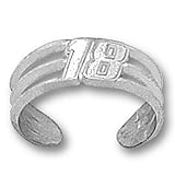 14K White Gold Officially Licensed Kyle Busch "#18" NASCAR Toe Ring