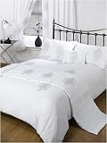 Tiffany White Embroidered Duvet Cover Set Double Bed