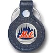 New York Mets Small Leather/Pewter Key Ring - MLB Baseball Fan Shop Sports Team Merchandise