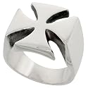 Sterling Silver Heavy Men's Iron / Maltese Cross Ring, 5/8" (16mm) wide