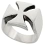 Sterling Silver Heavy Men's Iron / Maltese Cross Ring, 5/8" (16mm) wide