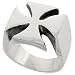 maltese9  - Sterling Silver Heavy Mens Iron Maltese Cross Ring